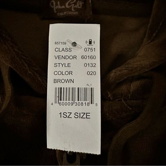 John Galt ~ NWT Brown Velour zipped hoodie ~ one size ~ please see measurements - Picture 9 of 10